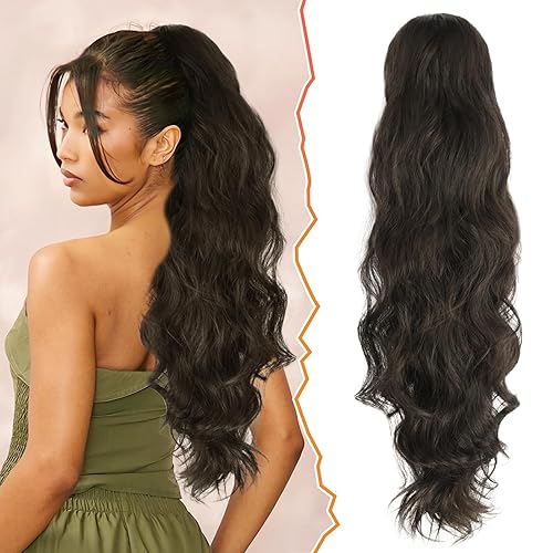 Miniatura 1 de BARSDAR Extensión de cola de caballo con cordón, 26 pulgadas, extensiones de cabello sintético con clip de cola de caballo para mujeres, niñas,