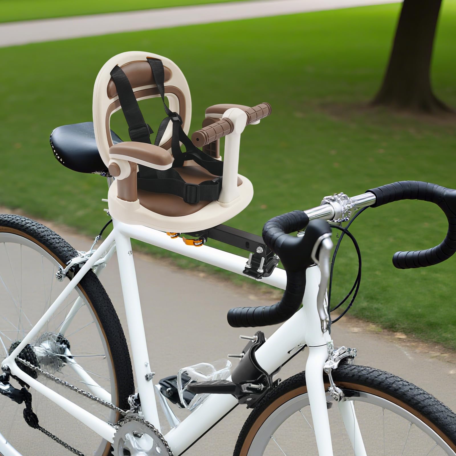 Fahrrad Kindersitz Vorne, Kinderfahrradsitz, Sicherheits-Kindersitz bis 40kg, Mountainbike Kindersitz mit Klappbarem Fußstützen, Sitzkissen, Armlehnen und Rückenlehne, für Mountainbikes,Cityräder