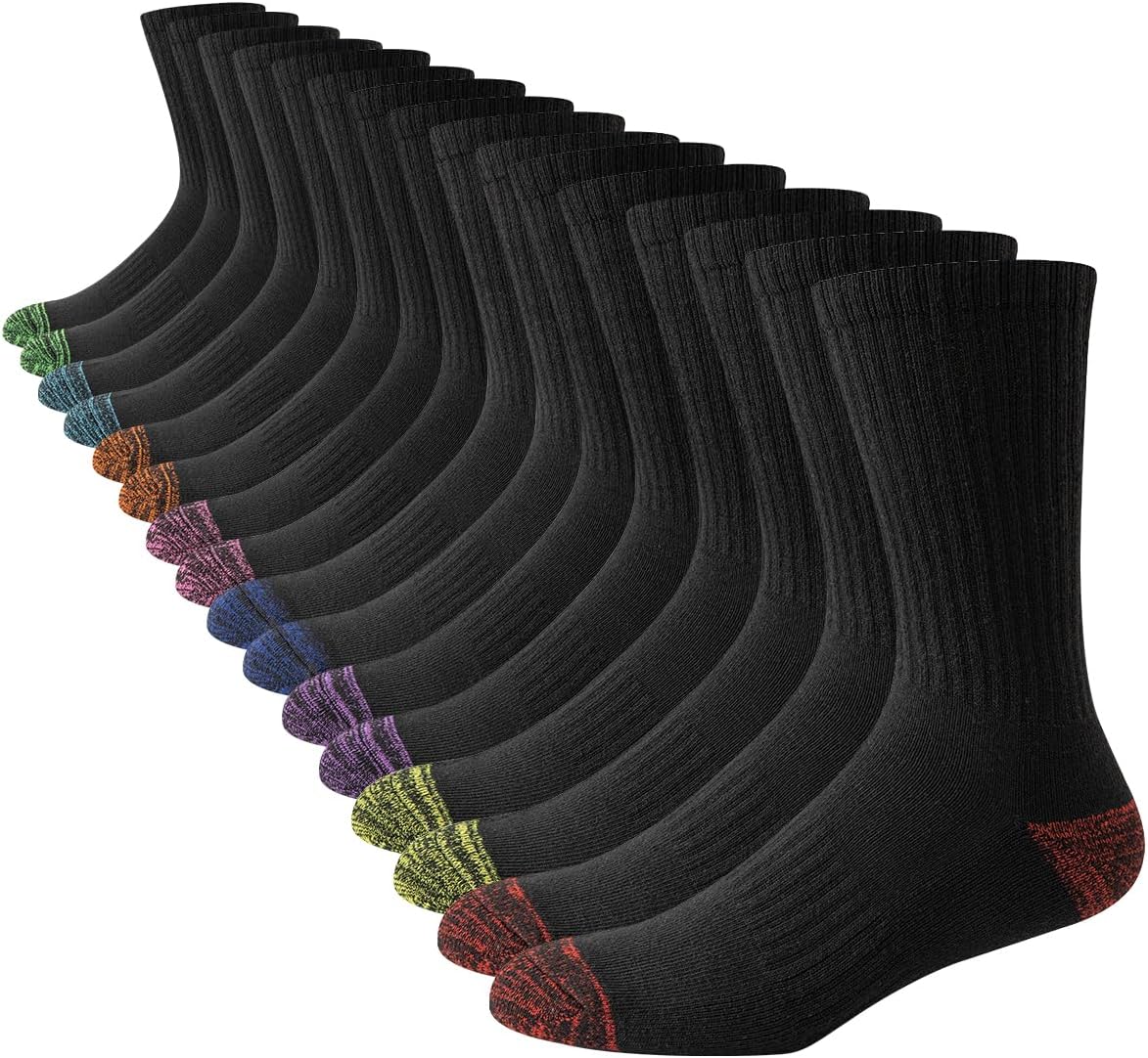 JOYNÉE 8 Pairs Mens Crew Cushion Socks Work Athletic Running Socks Casual Breathable Socks for Men,Sock Size:10-13