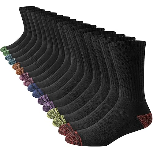 JOYNÉE 8 Pairs Mens Crew Cushion Socks Work Athletic Running Socks Casual Breathable Socks for Men,Sock Size:10-13