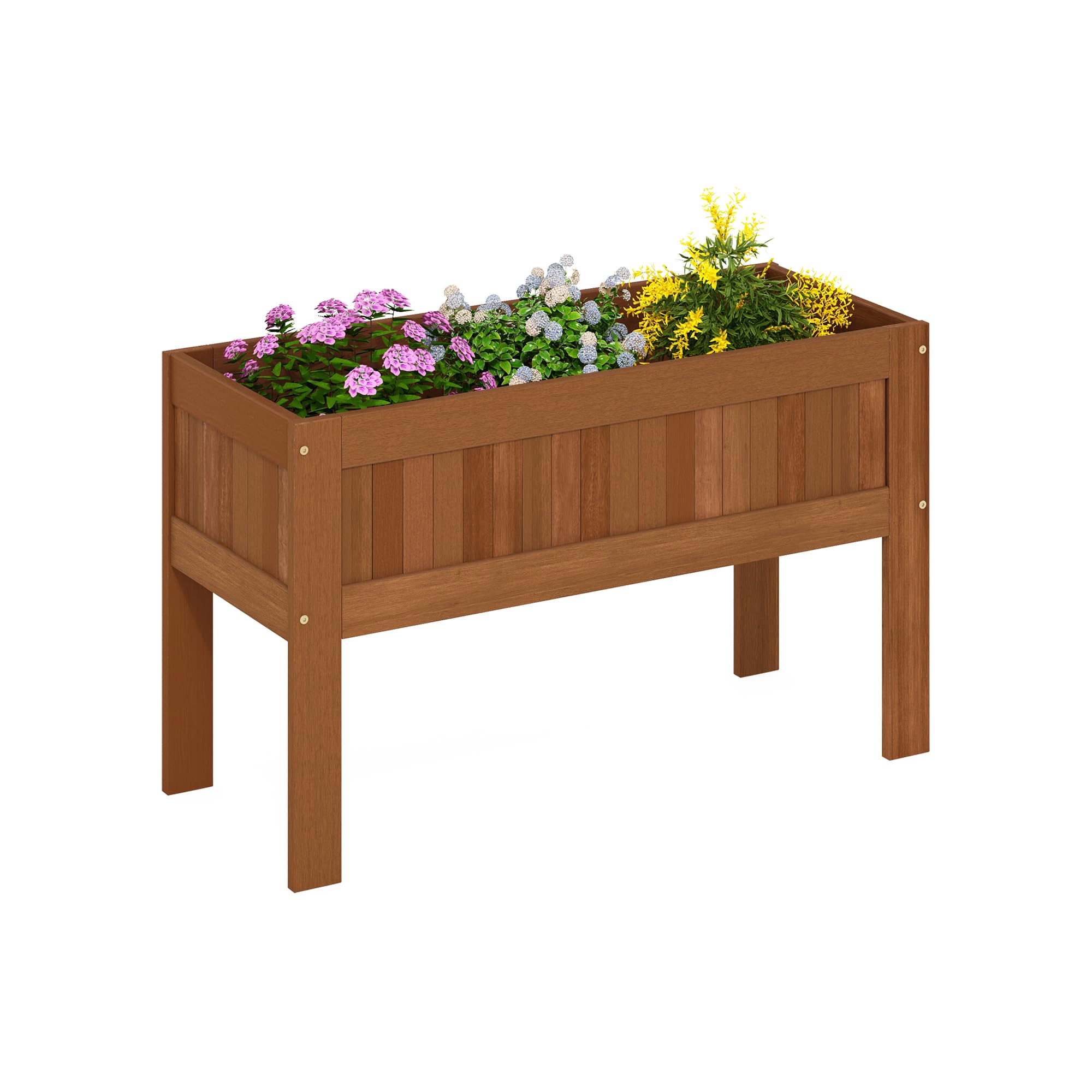 Furinno TIOMAN Pflanzkasten, erhöhter Outdoor-Stand-Pflanzkasten, Hochbeet mit Beinen, Outdoor, Indoor, Garten, Terrasse, Balkon, Natur