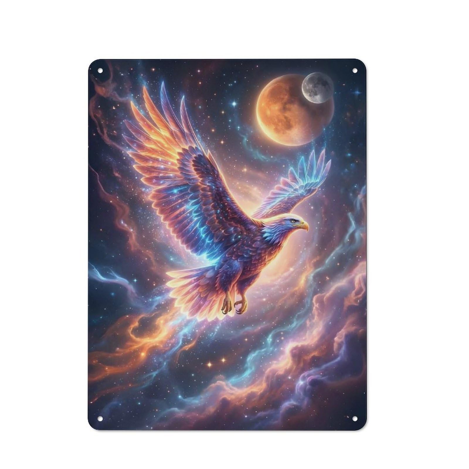 Cosmic Eagle in Nebula Tin Sign 40x30cm, Modern Vintage Creative Space Decor for Hobby Room, Office, Lounge Or Living Room