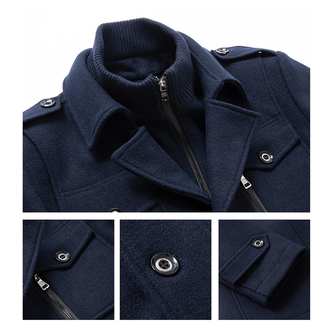 Manteau d'hiver en laine pour homme, manteau long trench pour homme, manteau d'hiver, manteau long, veste chaude en laine avec revers décontracté, manteau en cachemire uni, manteau court en