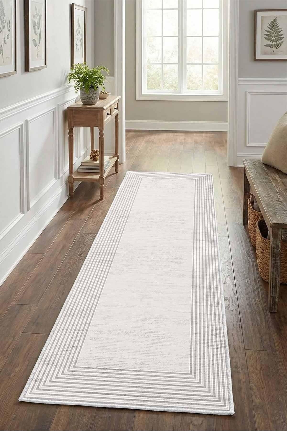 Monnhein Bej Yolluk 1565 - Yıkanabilir, Kaymaz Taban, Dijital Baskılı, Leke Tutmaz, İnce Hav, Modern Koridor, Mutfak, Antre ve Salon için Dekoratif Yolluk