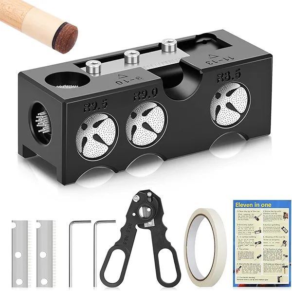 WIILGN Billiards Pool Cue Tip Shaper, Pool Cue Tips Replacement Kit, Pool Cue Shaper, Pool Cue Tip Tool, Pool Cue Tips Repair Tool for Replacement and Shaping Cue Tips