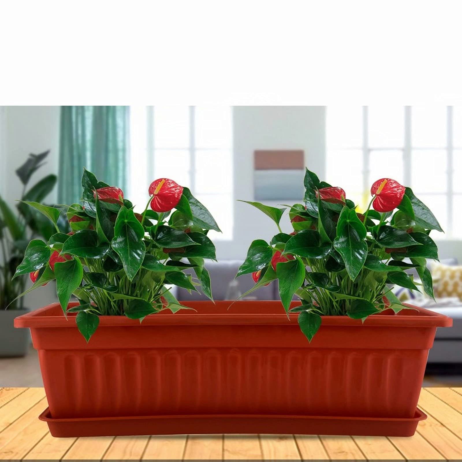Fioriera da 40,5 cm in plastica per davanzale, patio, giardino, casa, portico, verde