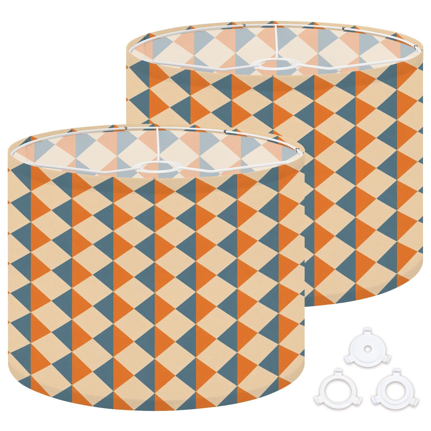 Deruinvaio Multi1 2Pcs 13In Lampshade Lamp Shade Geometric Orange Beige Blue Triangles For Ceiling Light, Table Lamp Floor Lamp Easy Assembly Replacement Light Shade