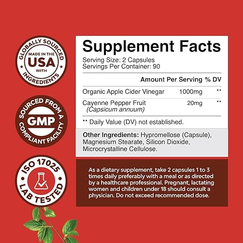 Miniatura 2 de Cápsulas limpiadoras de vinagre de sidra de manzana, pastillas de limpieza profunda y desintoxicación ACV para la salud intestinal y digestiva con