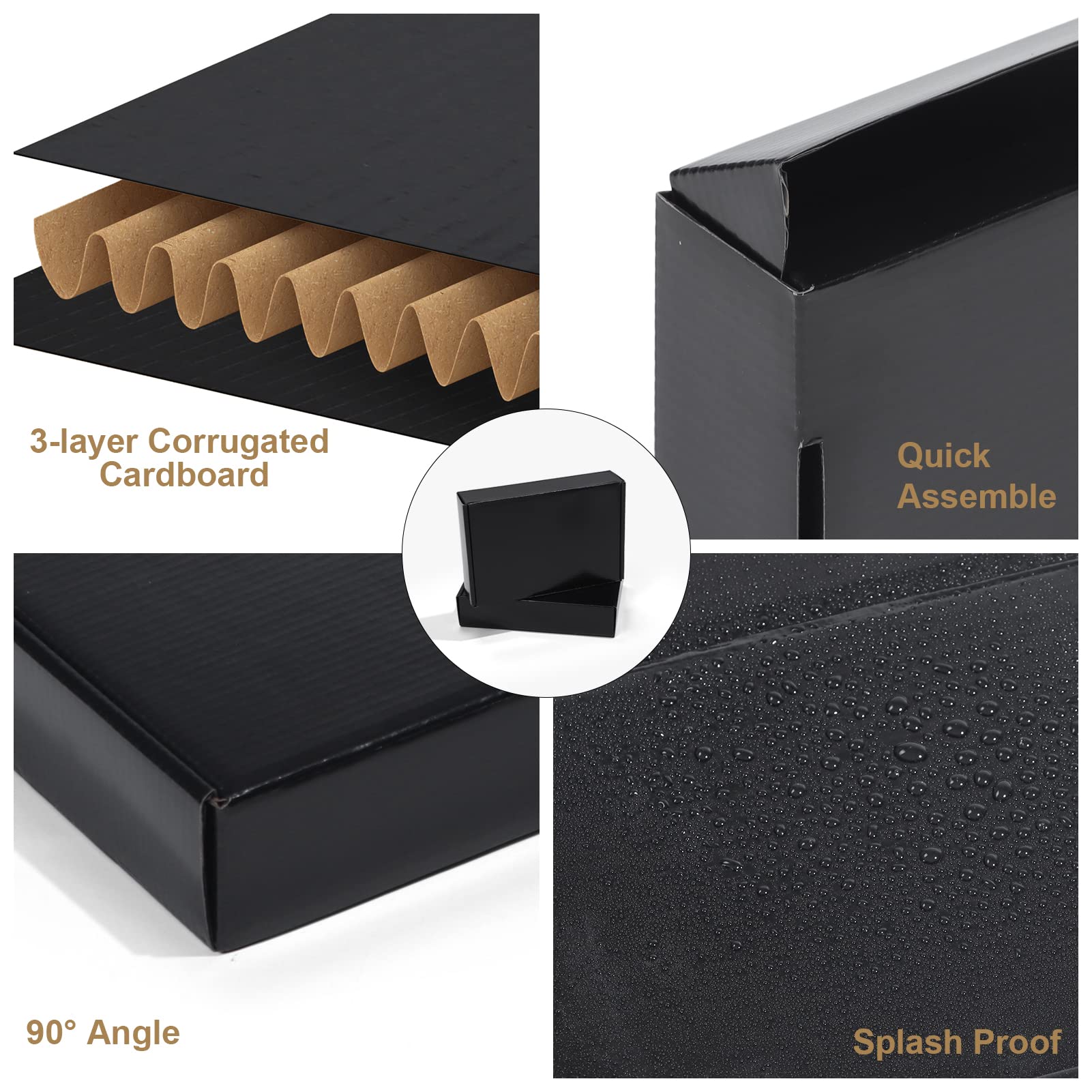 ZBEIVAN 22,9 x 15,2 x 5,2 cm, schwarze kleine Versandkartons aus Wellpappe, 20 Packungen für Verpackung von kleinen Unternehmen