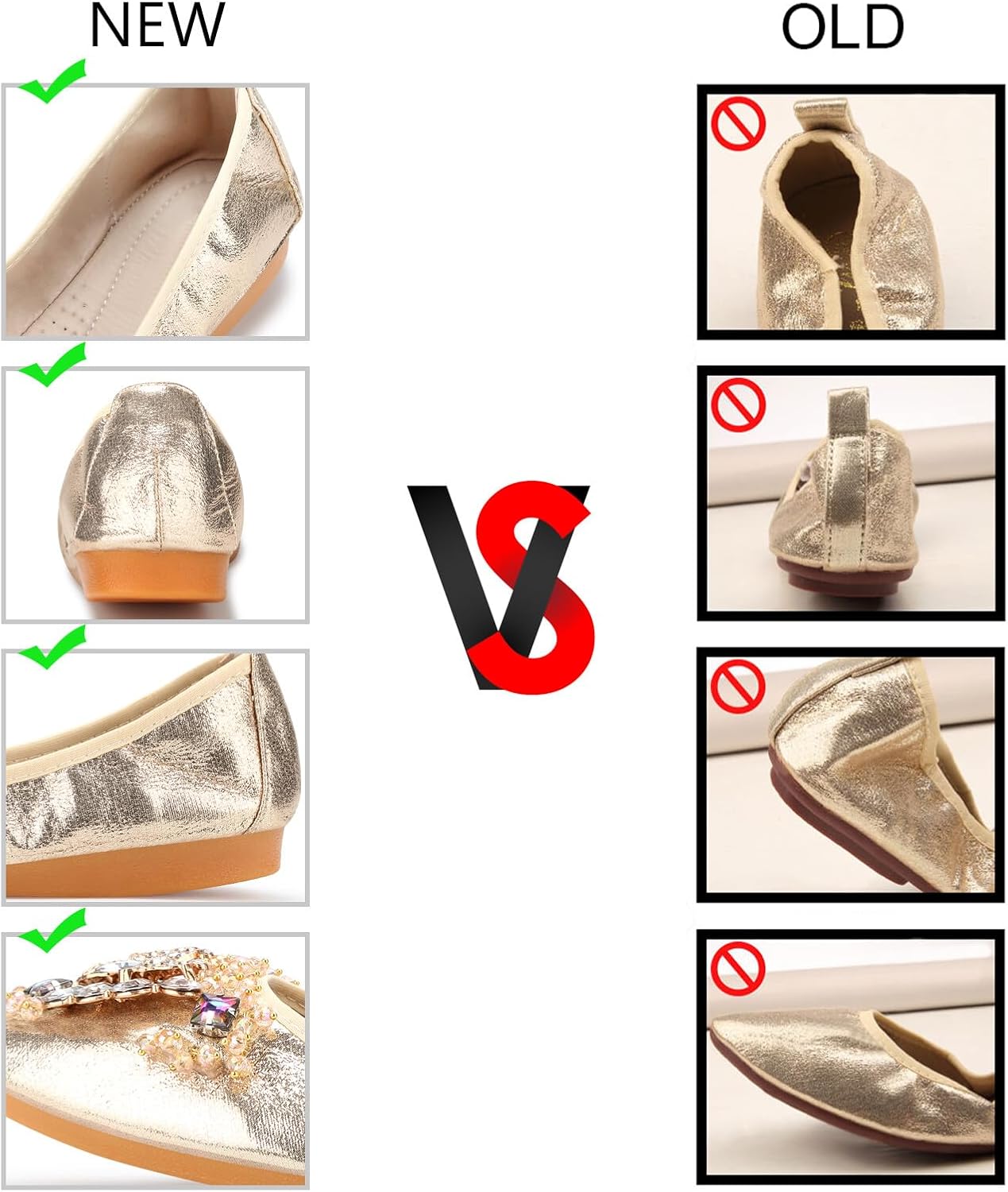 KUNWFNIX Women Ballet Flats Rhinestone Wedding Ballerina Shoes Foldable Sparkly Comfort Slip on Flat Shoes - Image 6