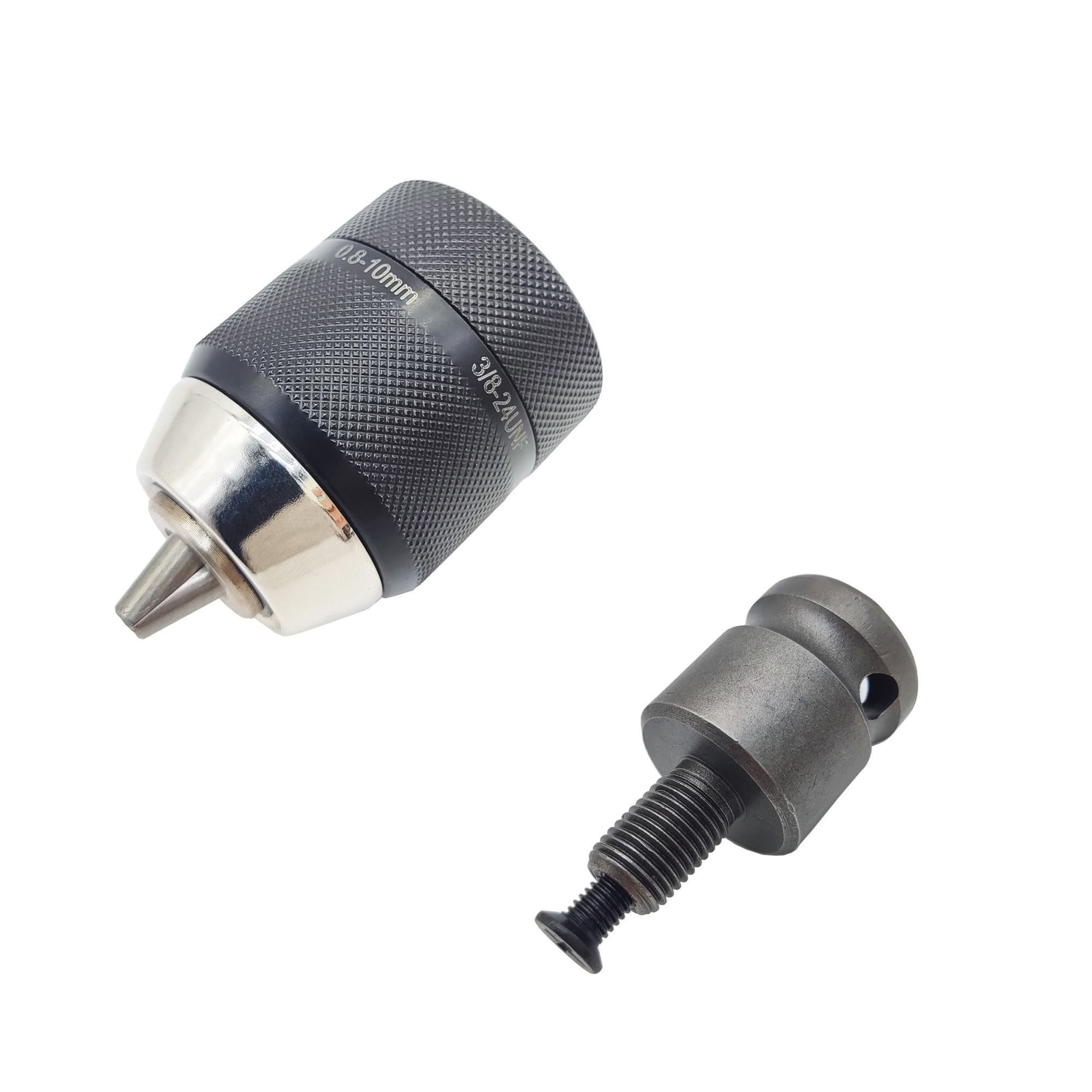 Adapter uchwytu wiertarskiego bez klucza 3/8-24UNF 10mm z chwytem sześciokątnym/SDS/adapterem klucza do wkrętarki udarowej (Color : Chuck and adapter)