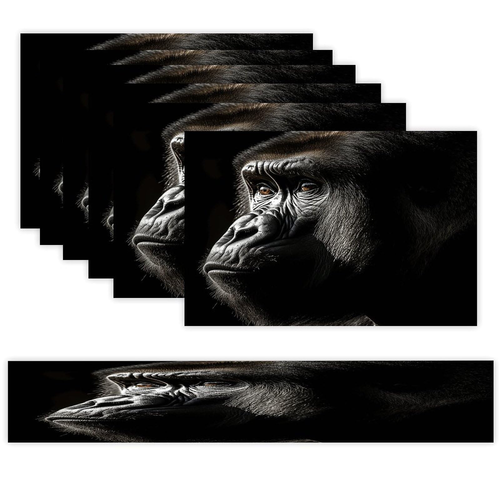 an Adult Gorilla Table Runner and Placemats Set of 6 Wipe Clean Heat Resistant Table Mat with Table Runner Decorations Flax Linen Place Mat Set for Home Kitchen Party Supplies