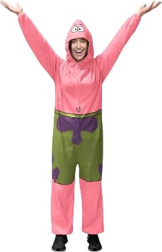 Rubies Uni Adult Classic Spongebob Patrick Star Comfortwear Jumpsuit, As Pictured, Large/X-Large