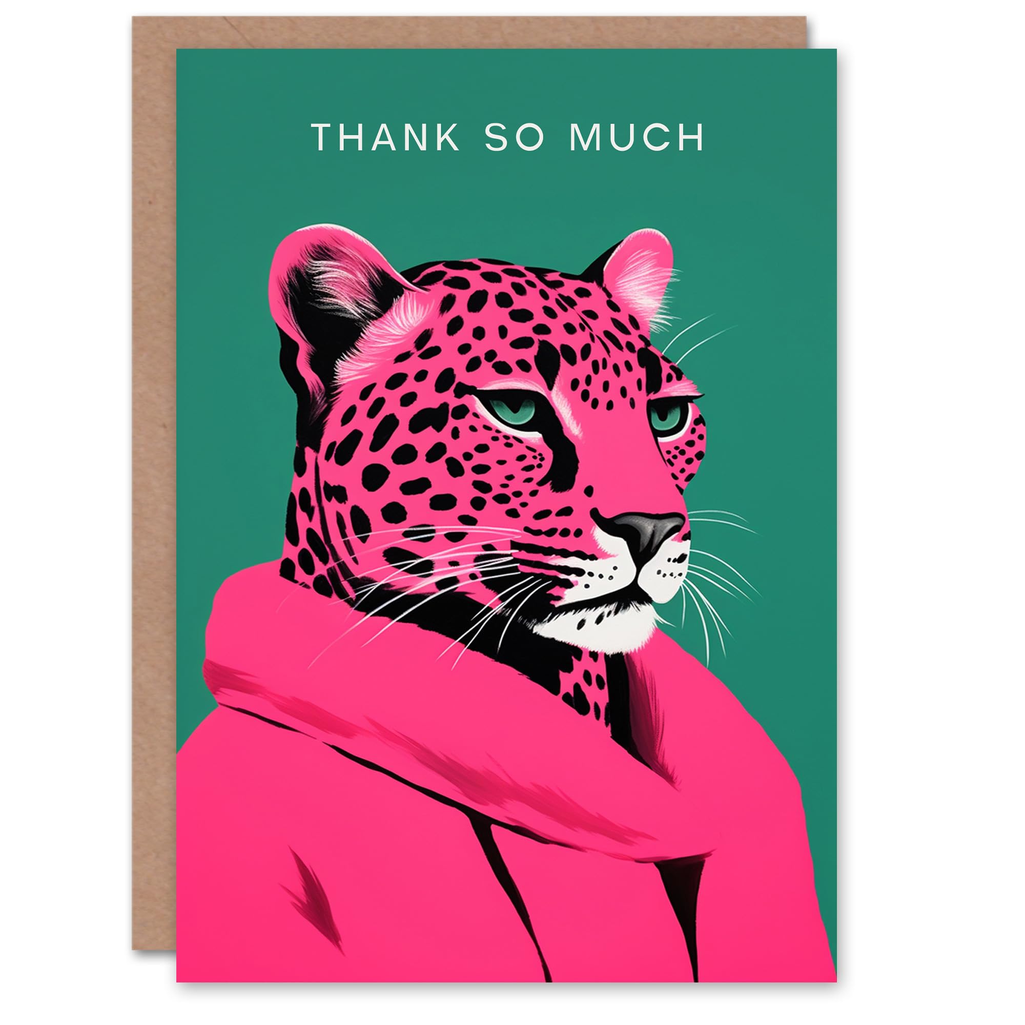 Artery8 Thank You Greeting Card Pink Leopard Fashion For Her