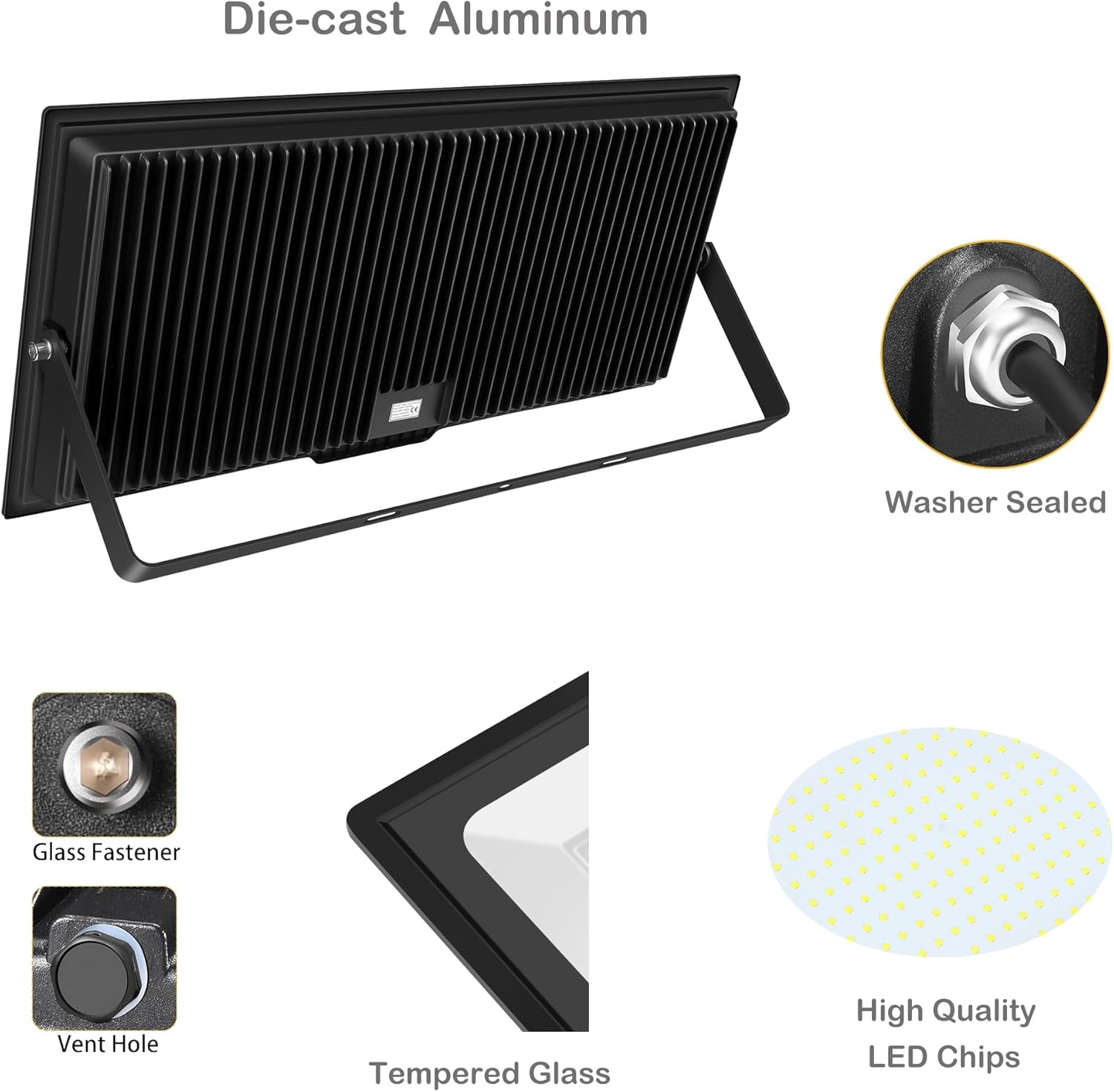 800W LED Flood Light Outdoor, 6000K 80000LM Daylight White Security Lights Outside Lamp, IP66 Waterproof Exterior Floodlights Lighting for Garden Yard Stadium Arena