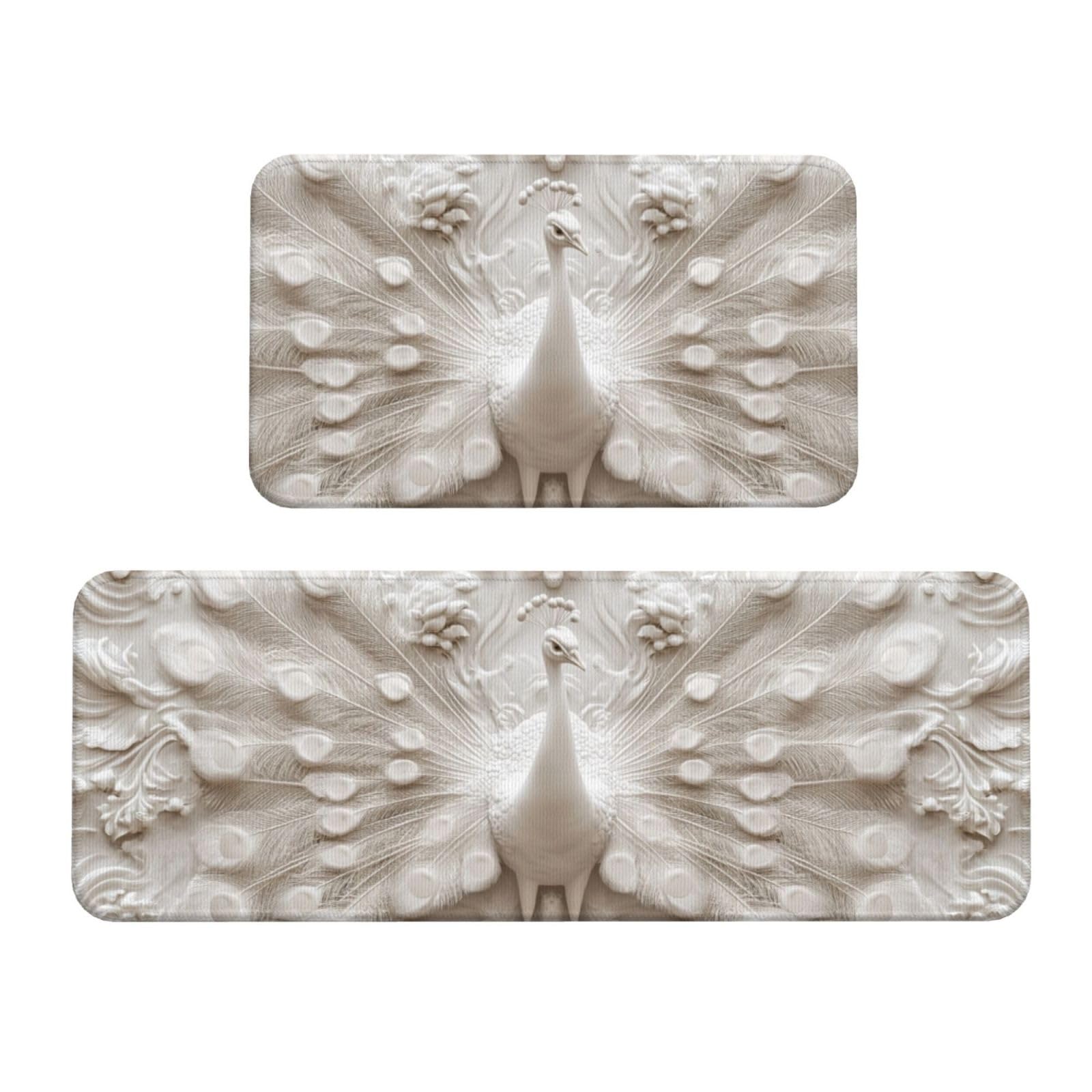 Juego de tapetes de cocina con diseño exclusivo de pavo real y acabado suave