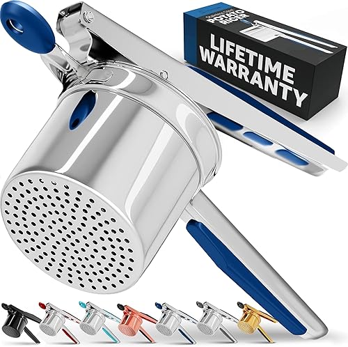 Miniatura 13 de Pasapurés y prensa para patatas de PriorityChef, hace pure de patatas ligeros y esponjosos a la perfección, 100 % de acero inoxidable.