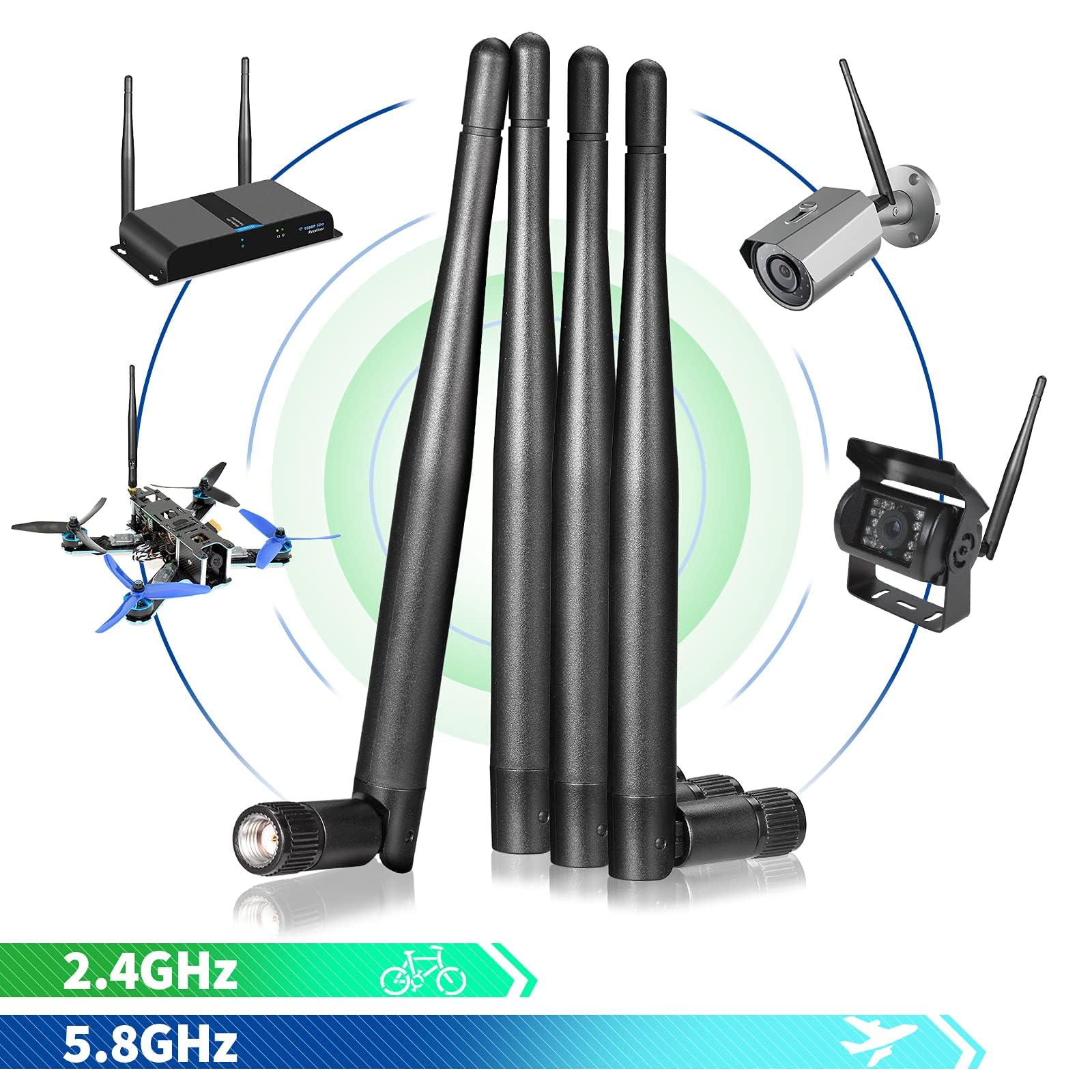 Eightwood Antenna WiFi 2.4G/5.8G Router Desktop Doppia Antenna Eightwood Antenna WiFi 2.4G/5.8G Router Desktop Doppia Antenna
