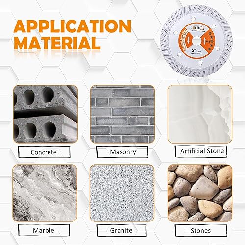 Miniatura 3 de BGTEC Hoja turbo de granito de diamante, 2 unidades de 3 pulgadas2.953 in x eje de 38 pulgadas0.394 in disco de corte para hormigón, piedras
