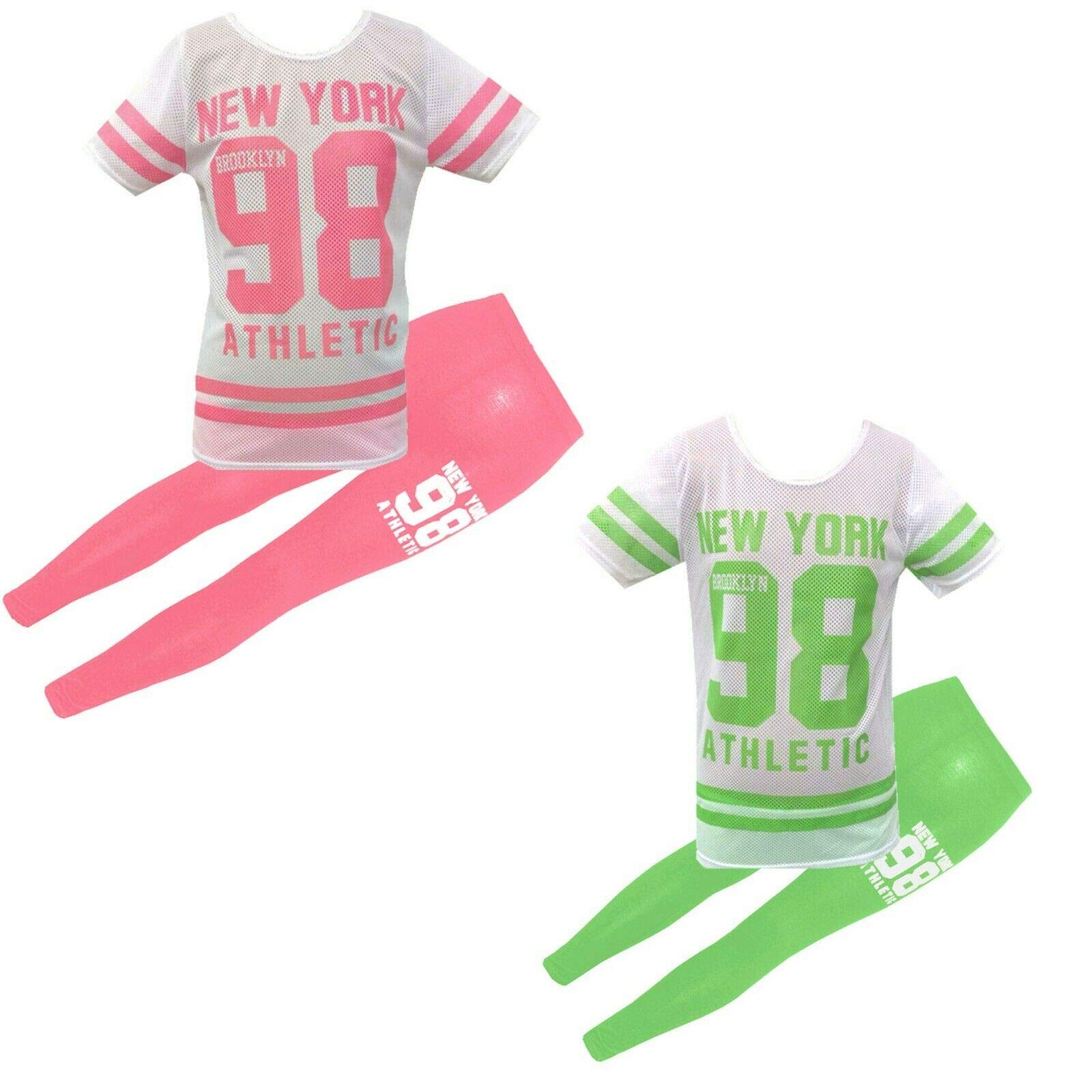 Minx New Girls New York 98 Baseball TOP & Leggings Summer Tracksuit Outfit Set Age 5-13