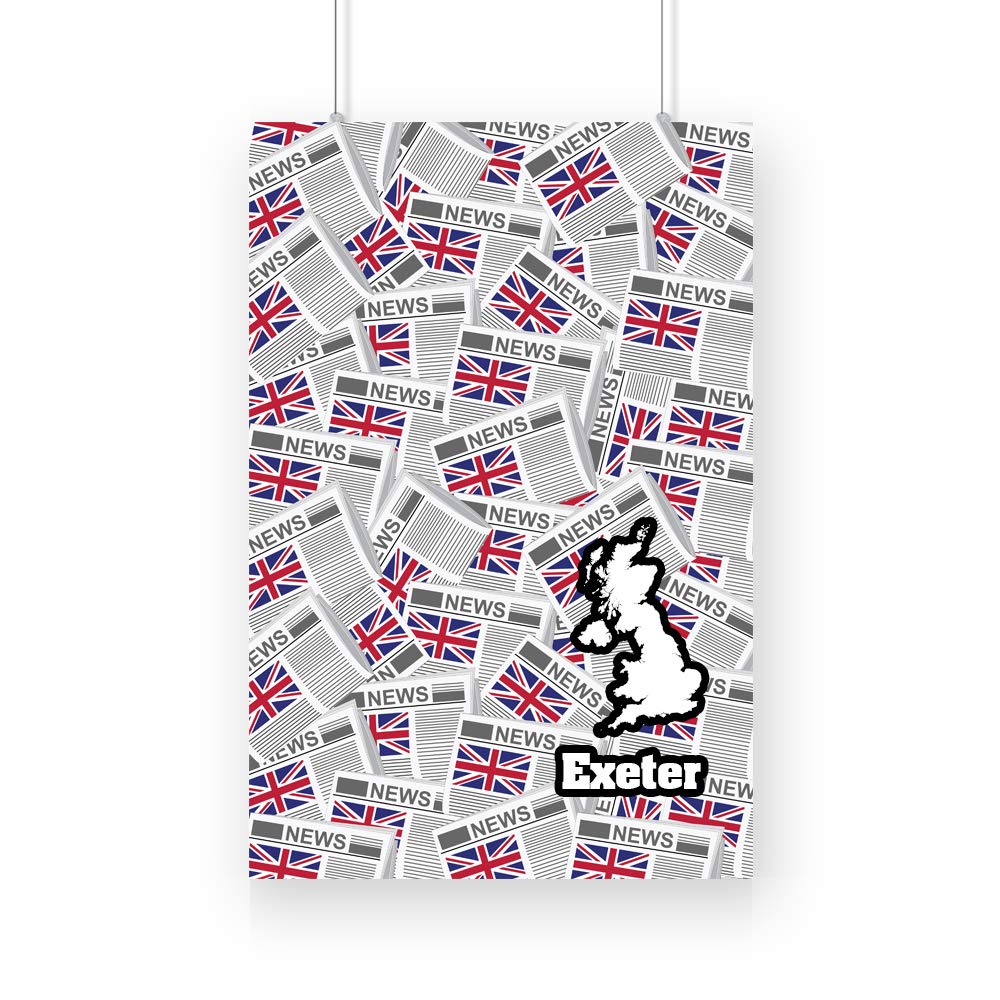 CITY POSTERS PLUS Exeter News Canvas Print Framed (28 in x 20 in, White)