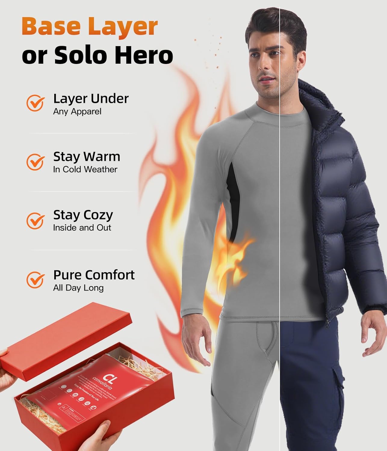 CL convallaria Thermal Underwear Long Johns Set Mens Winter Gift Hunting Gear Sport Base Layer Bottom Top - Image 4