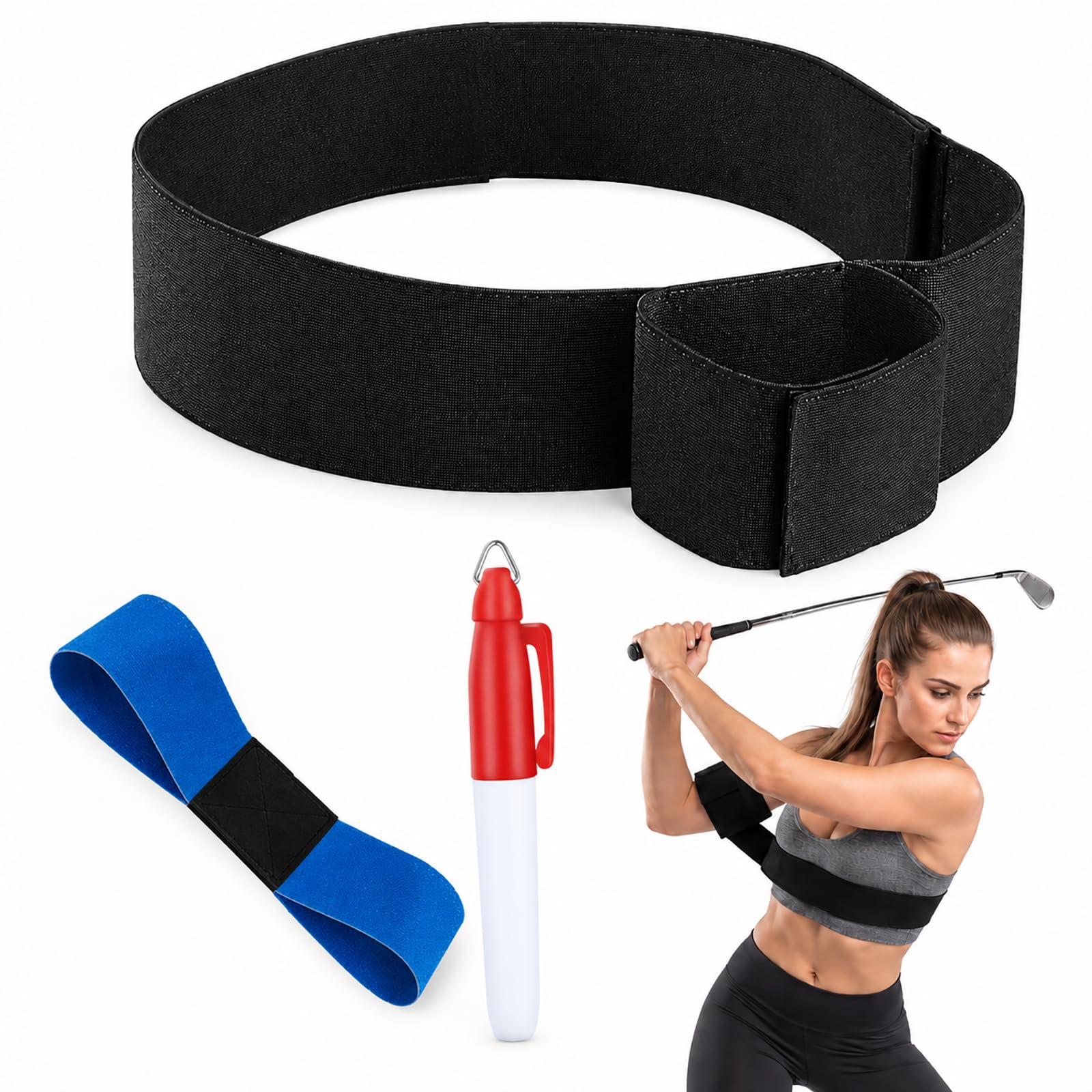 GZGRYTRC 3-Piece set, Golf Swing Trainer, Golf Simulator, Including a red auxiliary marking pen