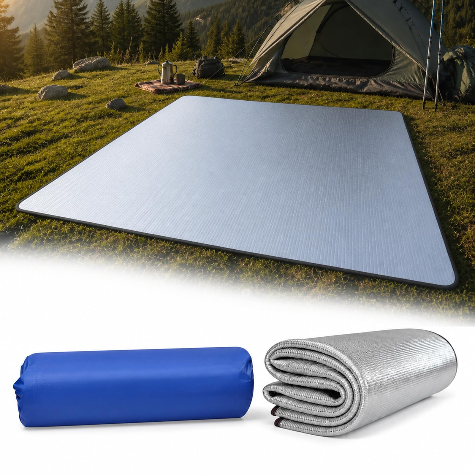 Aluminium Sleeping Mat 200 x 200 cm Foldable Camping Insulation Mat EPE