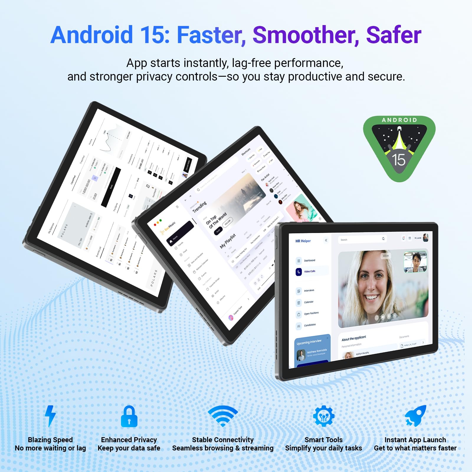 Vekoy Tablet 10 Pollici Android 15 Certificato GMS, 30GB RAM + 128GB ROM (2TB TF), Octa-Core, 6200mAh, 1280x800 HD, WiFi 6, BT 5.3, Widevine L1, Fotocamera 5MP+8MP, Tablet PC, Grigio – 2026 - 3