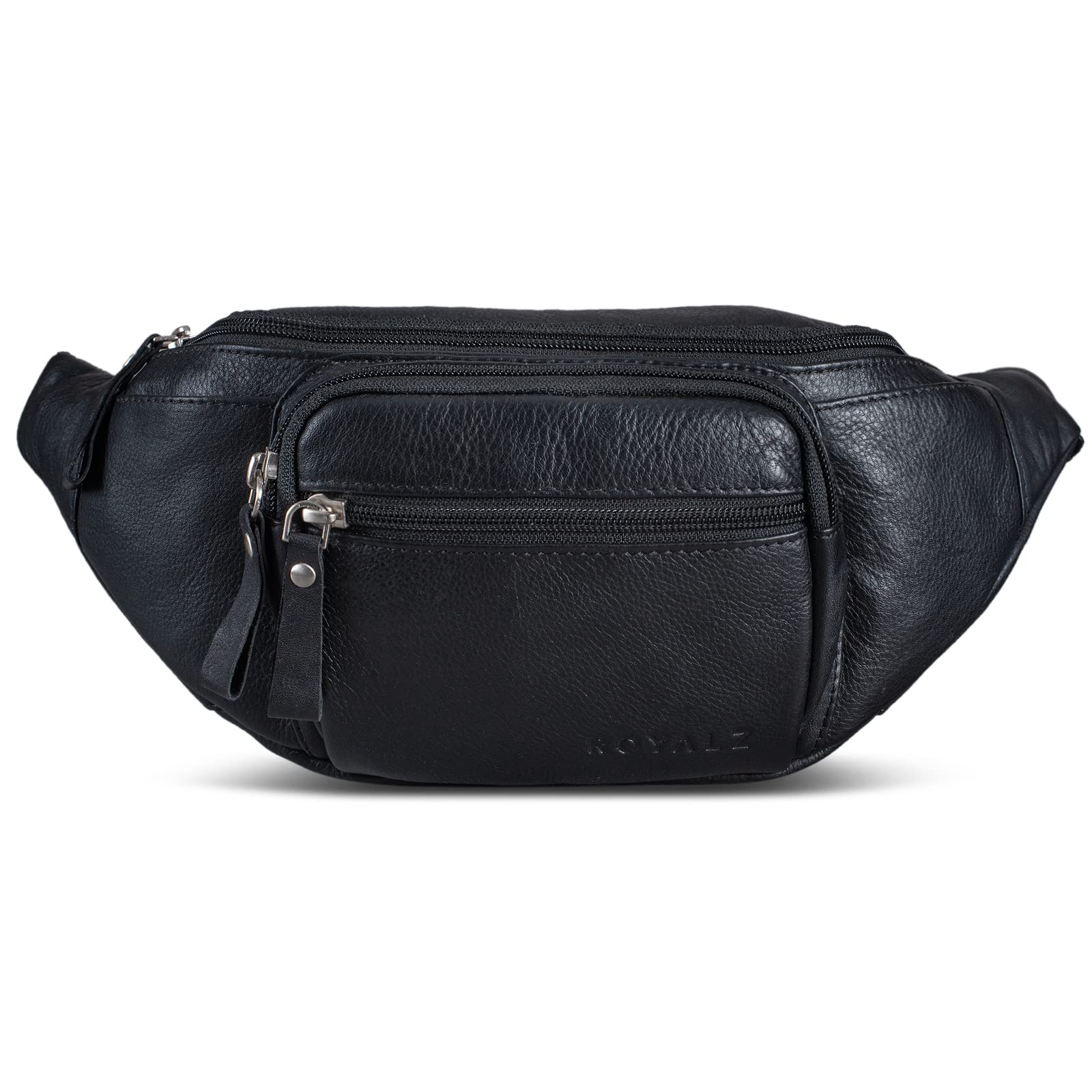 ROYALZ 'Alabama' Gürteltasche Leder Herren Damen Bauchtasche Retro Vintage Look Hüfttasche flach Brusttasche Brustbeutel Echtleder | Verstellbarer Gurt bis 130 cm