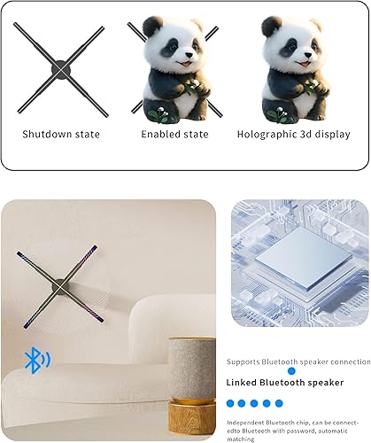 Miniatura 19 de Ventilador holográfico 3D con control remoto/WIFI/APP, ventilador holográfico de 16.5 pulgadas, resolución de 1024 x 800PX, 244 cuentas LED HD