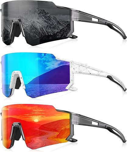 Miniatura 13 de Gafas de sol polarizadas deportivas para hombres y mujeres, lentes ligeros de TR90 con protección UV para ciclismo y correr A1 Negro/Azul