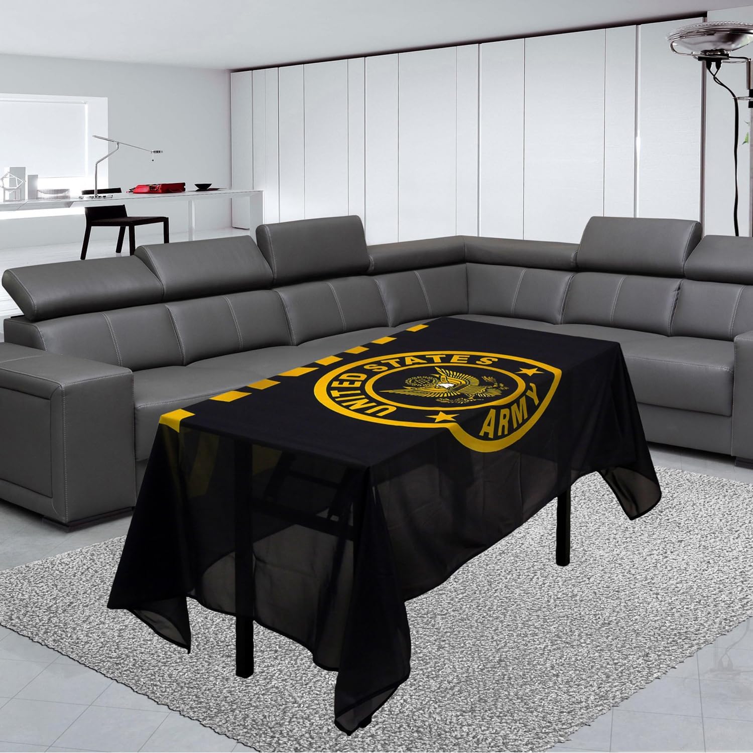 Army Golden Crown Flag Tablecloth,Rectangular Tablecloth Fade-Resistant Washable Military Flag Tablecloth, Suitable for Kitchen Dining Family Gatherings and Outdoor Events,Home Decoration.