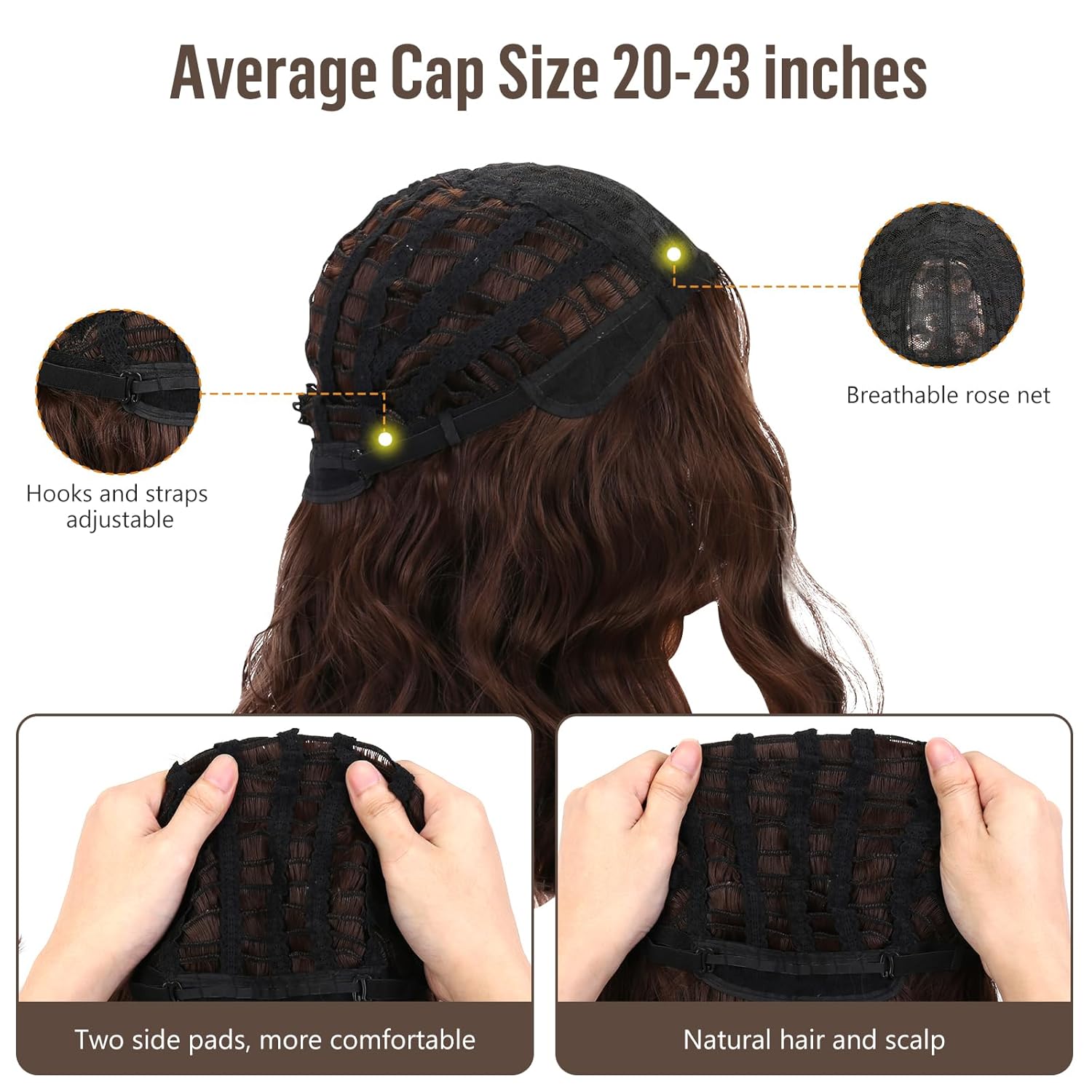 Men Wig Brown Shoulder Length Wavy Brown Wig Middle Part Male Hair for Cosplay Halloween Party