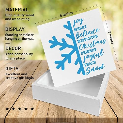 Miniatura 2 de Decoración de mesa de Navidad, decoración de caja de madera, Navidad, amigos, paz alegre, nieve, decoración de mesa navideña, decoración de mesa de