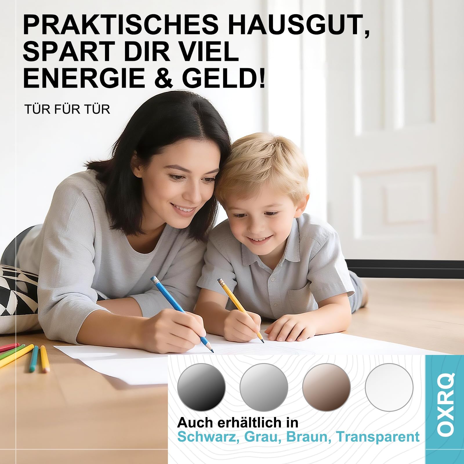 Guarnizione paraspifferi per porte, di alta qualità, autoadesiva, risparmio energetico, veloce e facile da installare, paraspifferi (nero, 5 m)