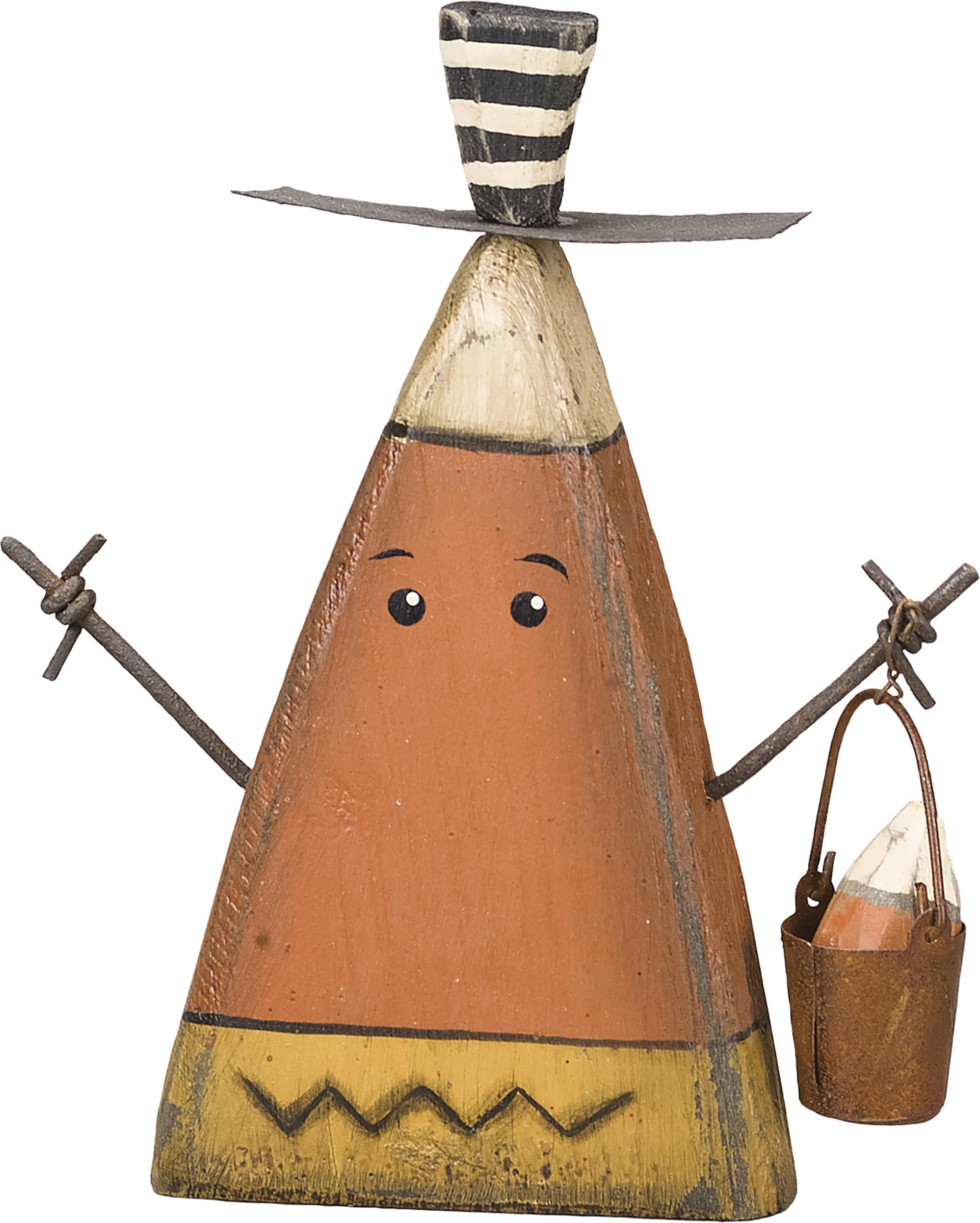 Primitives by Kathy Chunky Sitter, Candy Corn Man, Halloween Figurine Decoration 21157