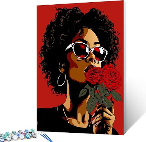 Miniatura 8 de Pintura por números, pintura acrílica afroamericana por números, kit de pintura por números para niños y adultos, principiantes, moda negra, pintura