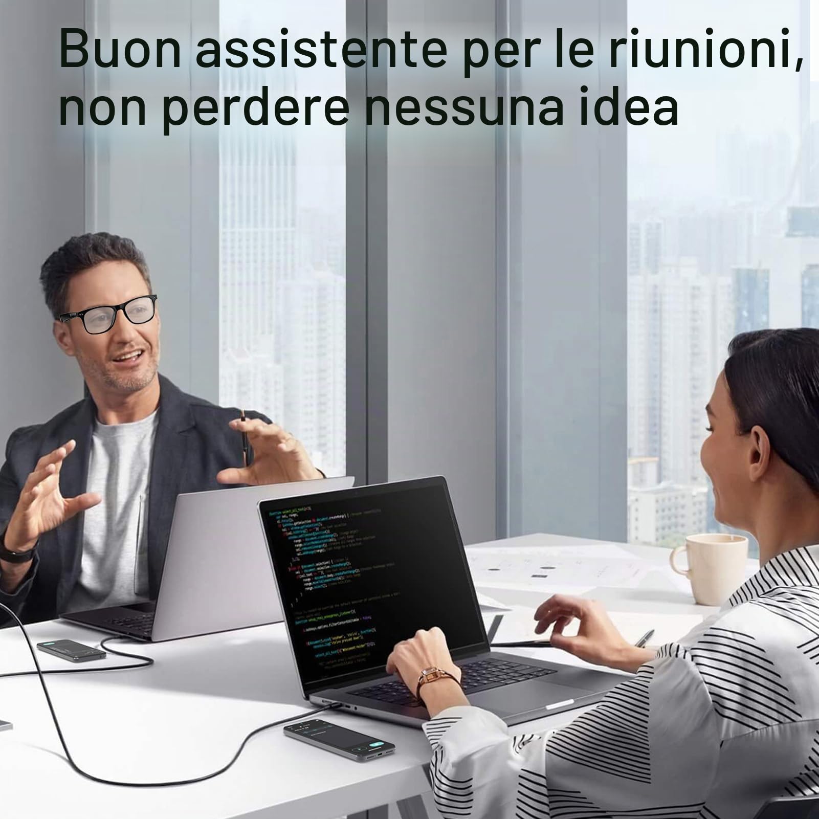Occhiali Ai Traduttore, Occhiali Intelligenti per Traduzione in Tempo Reale 134 Lingue Supporta L'interpretazione Simultanea Assistente Vocale Occhiali Bluetooth Con Controllo