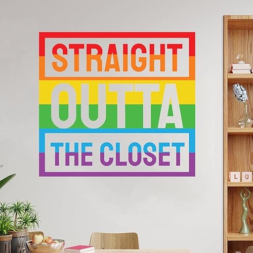 Calcomanía de pared de igualdad de género LGBTQ Orgullo Gay Lesbiana extraíble de vinilo extraíble directamente fuera del armario, calcomanía de
