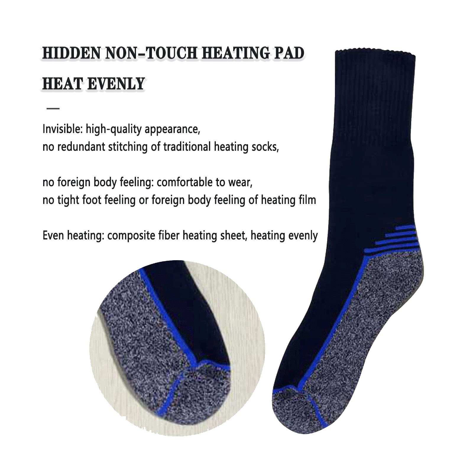 Chaussettes chauffantes électriques pouvant Chauffer Le Mollet, Chaussettes chauffantes Rechargeables 4000 mAh pour Homme et Femme, Chauffage Surround 3D de la Semelle du Pied du Mollet, pour Les SP
