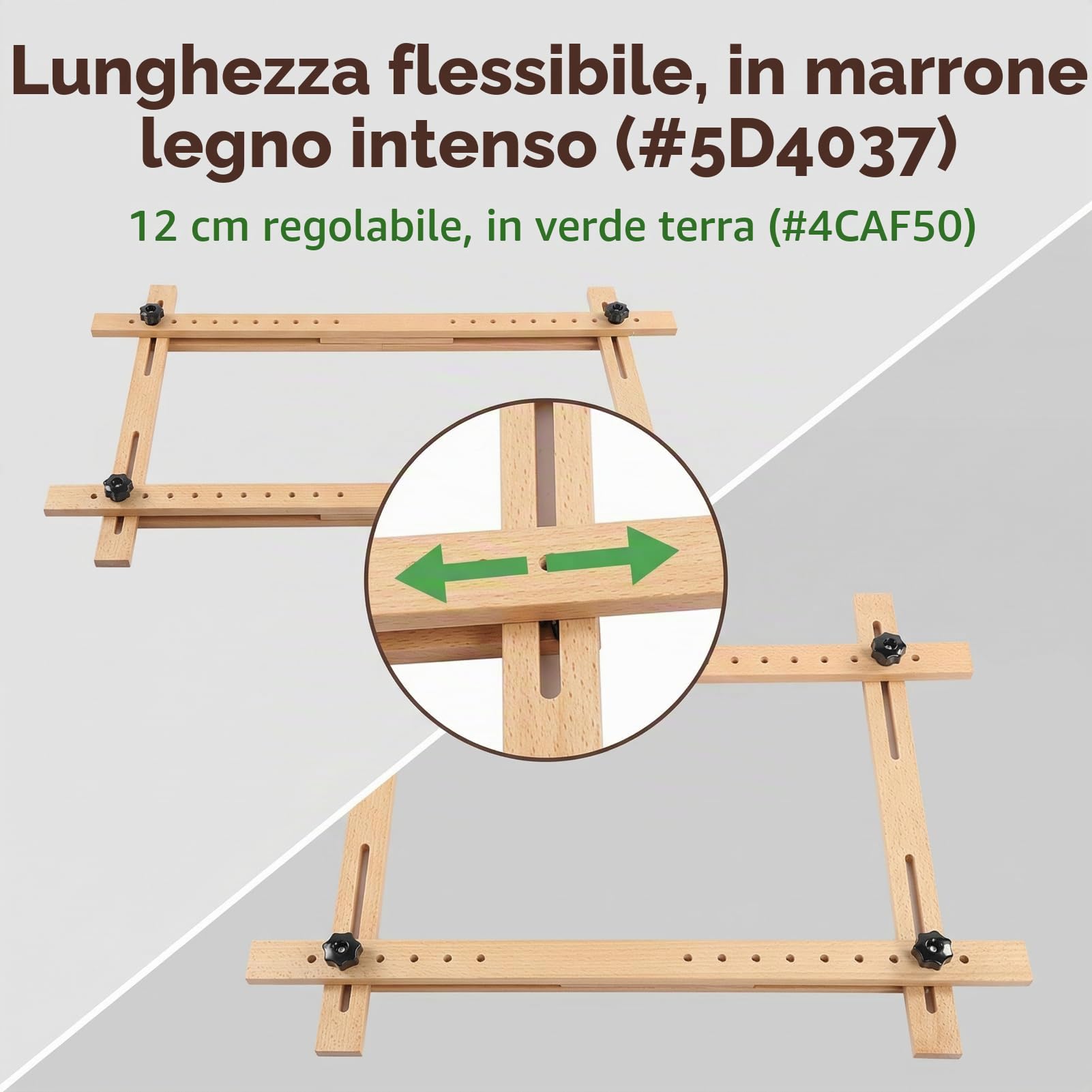 Telaio da Ricamo in Legno 60x100cm, Kit di Cerchi a Punto Incrociato di Forma Quadrata Supporto da Ricamo Regolabile Accessorio da Cucito Fai da Te per Ricamo, Cucito e Punto Croce