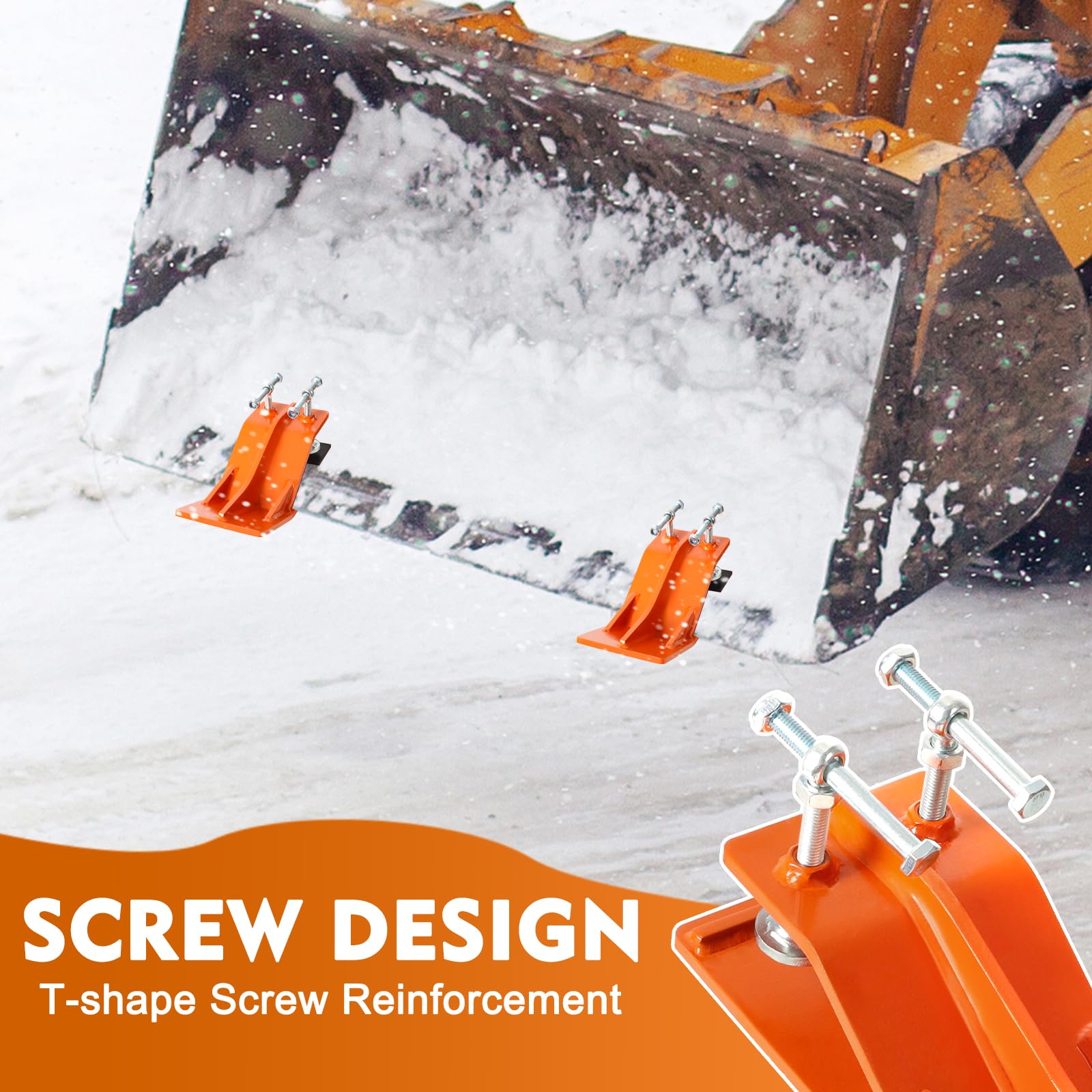Traktor-Eimer-Schutz, 12,7 cm breit, Eimerkante, rutschfest, zum Entfernen von Schnee, Blättern, Kies, mit rutschfester Stahlplatte, Orange, 2 Stück
