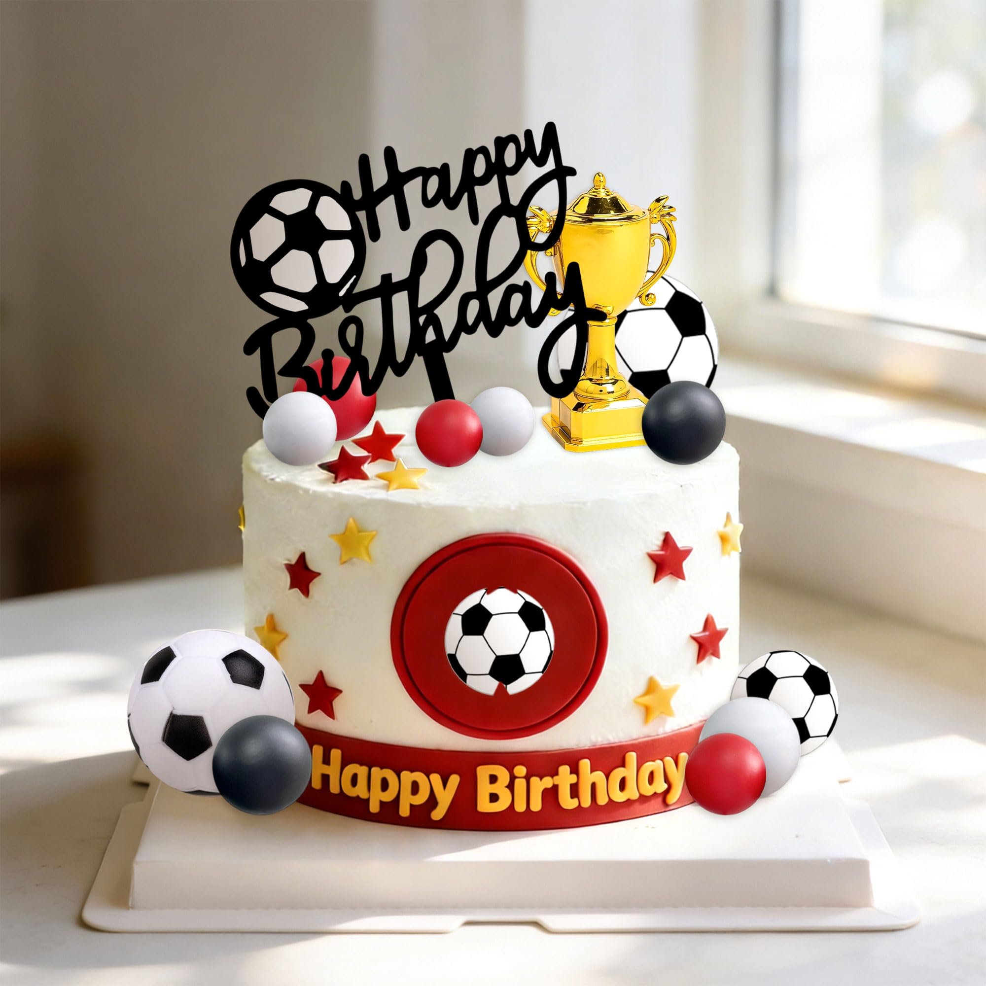 Soccer Cake Topper Soccer Ball Player Cake Decorations Football Birthday Cake Decoration for Men Soccer Sport Theme Birthday Party Supplies - Image 5