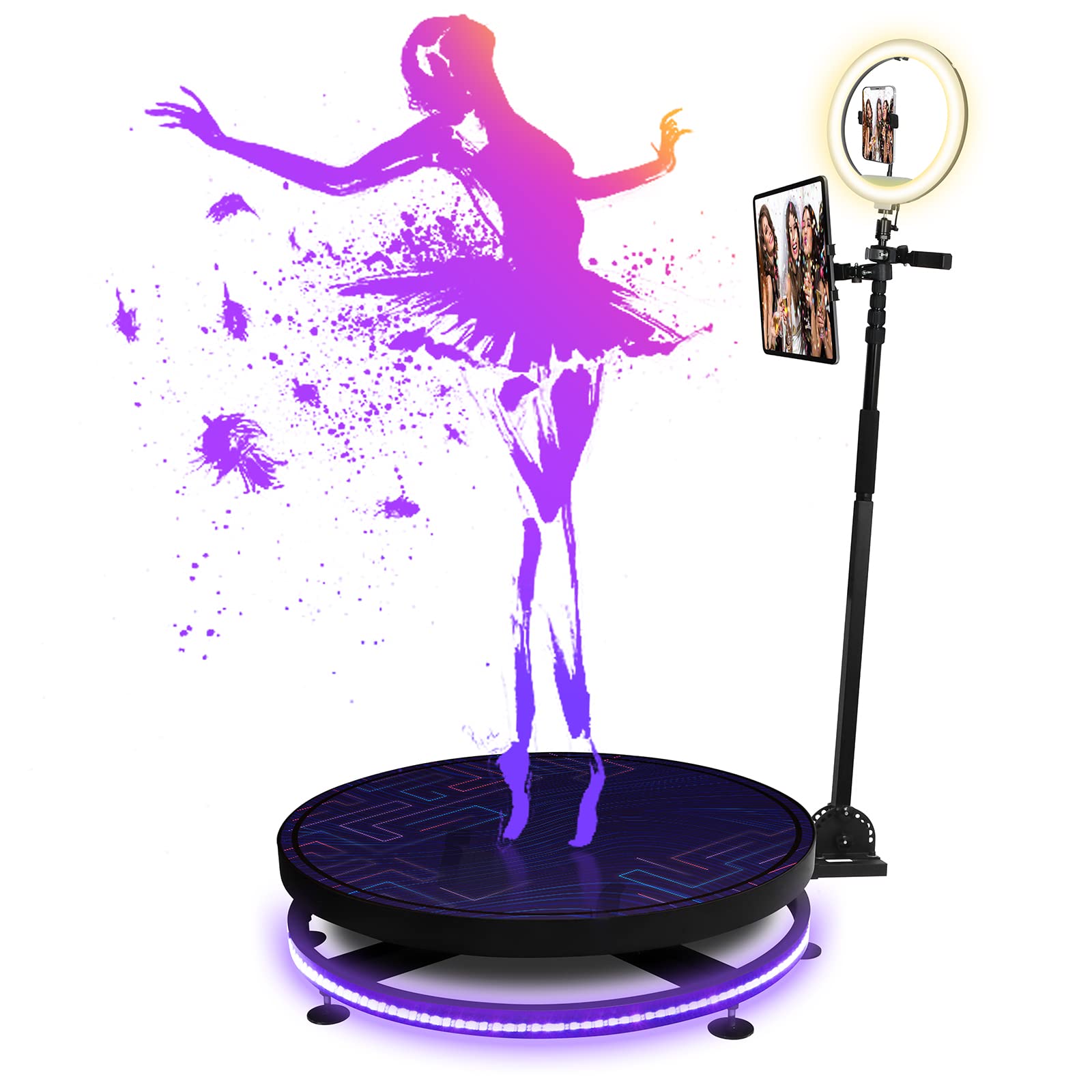 Photo Stand Machine KAFIEER 360 Rotating Photo Booth Station Props Portable Selfie Platform ...