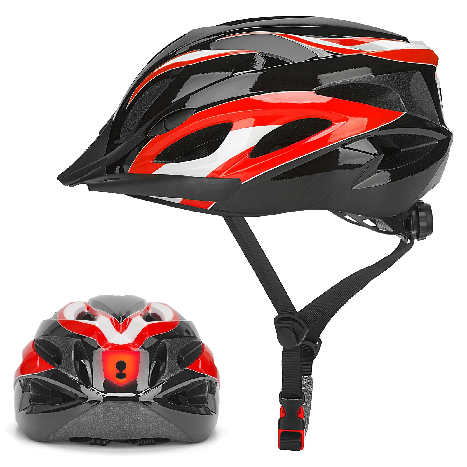 Bike Helmet Men Women Cycle Helmet with Light for Unisex Adult Bicycle Helmet Breathable Mountain Cycling Helmet Adjustable Road Helmet 58-62cm — image 1