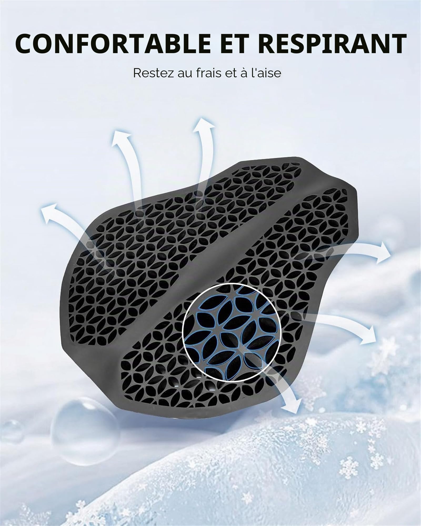 Benlari Coussin de siège de moto, coussin de siège universel en gel pour moto, grande structure en nid d'abeille, TPE absorbant les chocs et respirant pour les longs trajets
