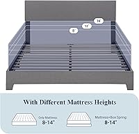 Vista 7 de Base de cama Allewie de tamaño matrimonial con cabecera ajustable, cama tapizada con plataforma y listones de madera, base de colchón resistente,