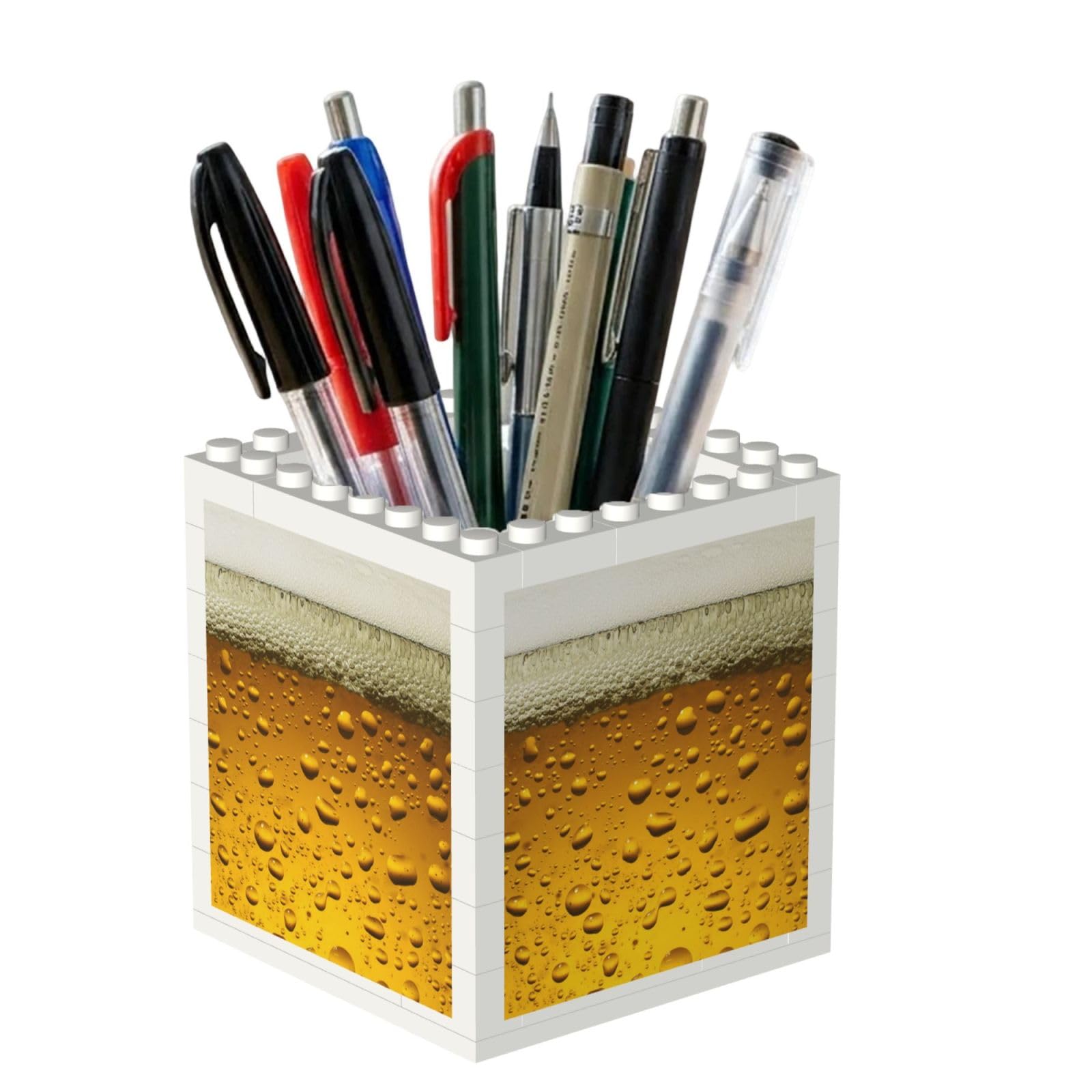 Poadnly Yellow Beer Bubbles, Pen Pot Pencil Holder for Office Home School, Compact Desk Organiser for Office Stationery