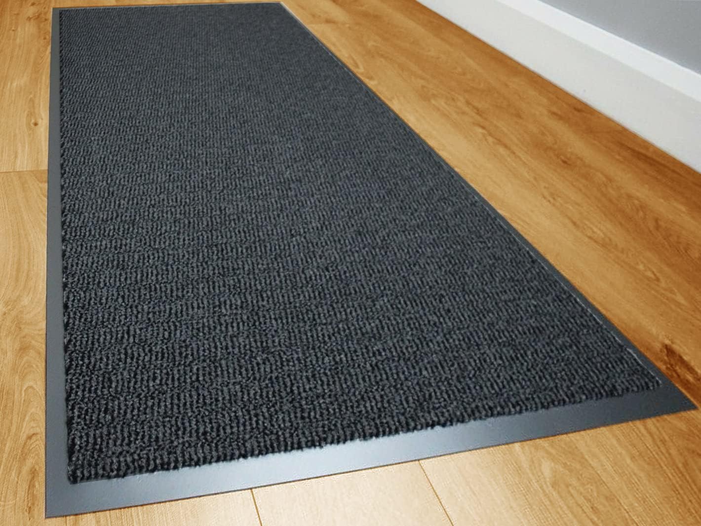 Dirt Stopper Carpet Runner 40cm x 60cm CHARCOAL/Black Rugs Barrier Mat Doormat Non-Slip Rubber Back For Home Hallway Office Kitchen Door Mats || POLYPROPYLENE PILE